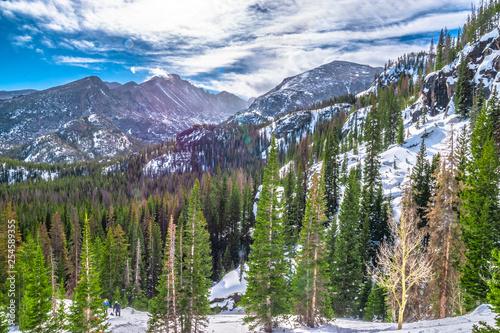 Snowshoeing to Dream Lake in Rocky Mountain National Park in Estes Park, Colorado