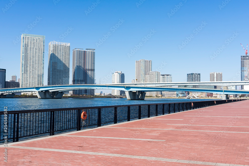 晴海大橋と周辺の都市景観