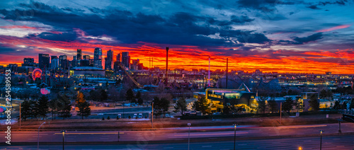 Colorful and Beautiful Sunset Over Sloan's Lake in Denver, Colorado photo