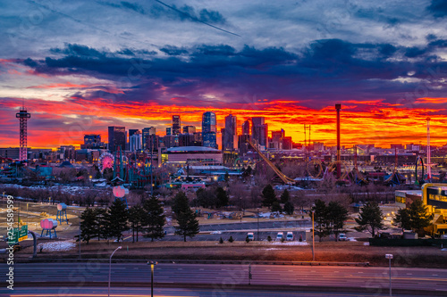 Colorful and Beautiful Sunset Over Sloan's Lake in Denver, Colorado