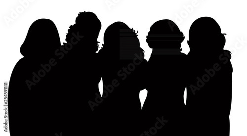 women together silhouette vector