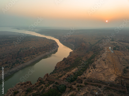 sunset over river