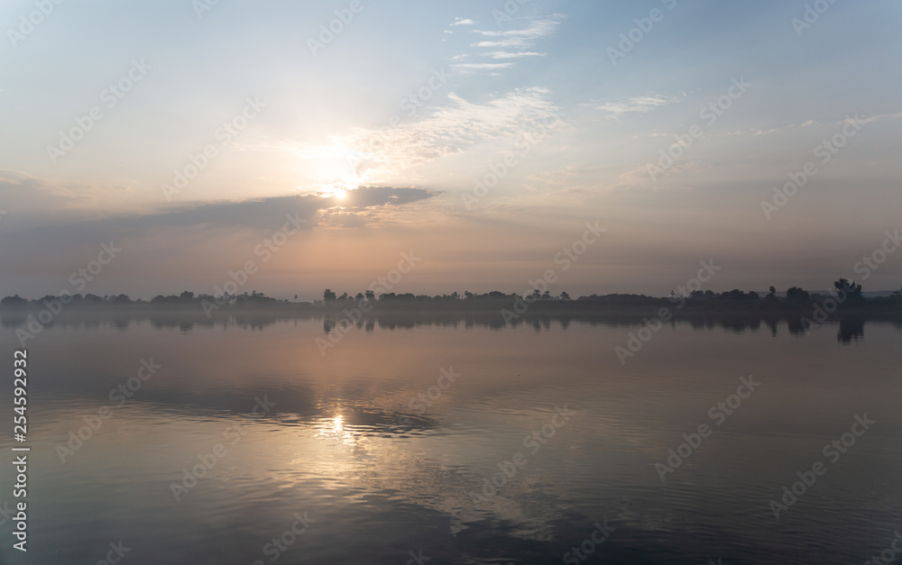 Fog at sunrise on Nile