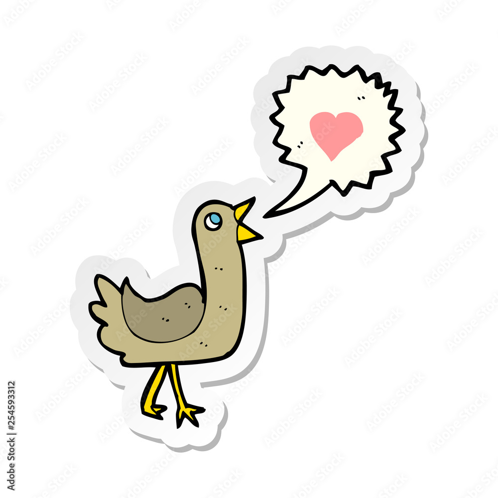 sticker of a cartoon singing bird