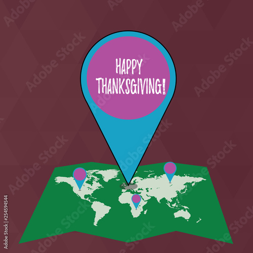 Writing note showing Happy Thanksgiving. Business concept for congratulations phrase Holidays photo