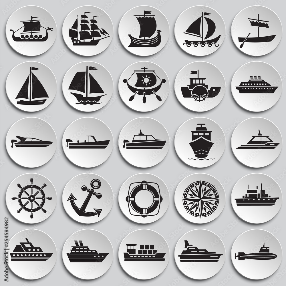 Ship icons on plates background for graphic and web design. Simple vector sign. Internet concept symbol for website button or mobile app.