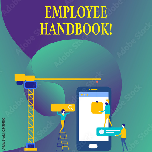 Text sign showing Employee Handbook. Business photo showcasing Document Manual Regulations Rules Guidebook Policy Code photo