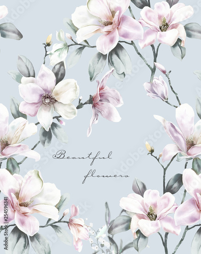 Elegant watercolor Magnolia