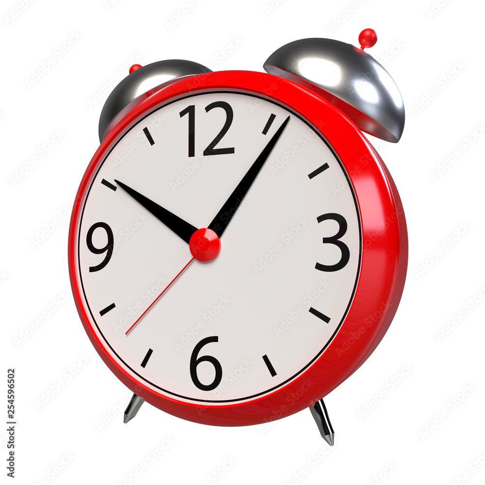 Alarm clock on white background. 3D rendering Alarm clock on white background. 3D rendering
