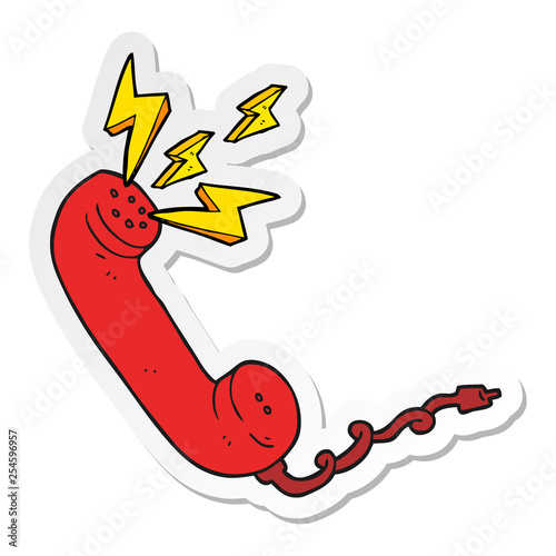 sticker of a cartoon telephone receiver