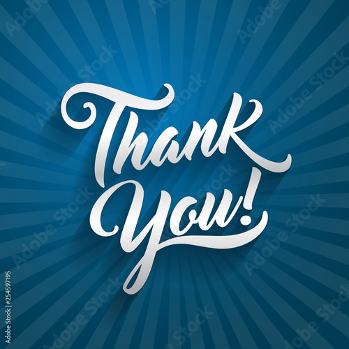 Thank you beautiful lettering text vector illustration. Thank You greeting card for presentation slide