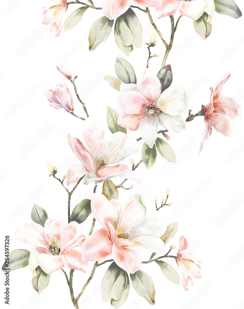 Elegant watercolor  Magnolia