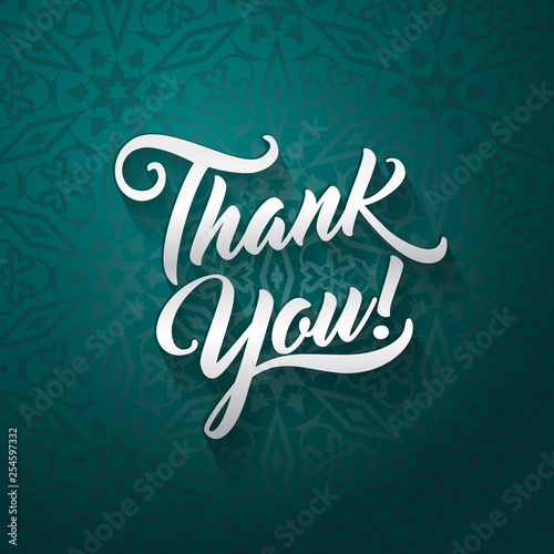 Thank you beautiful lettering text vector illustration. Thank You greeting card for presentation slide