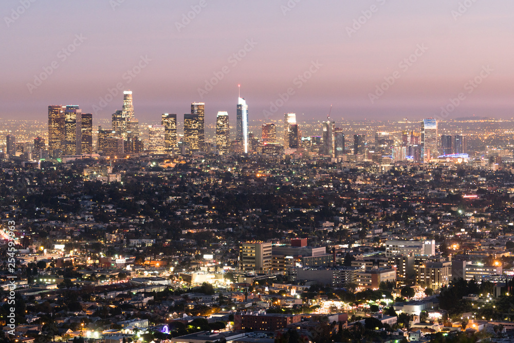 Beautiful Light Los Angeles California Downtown City Skyline Urban Metropolis