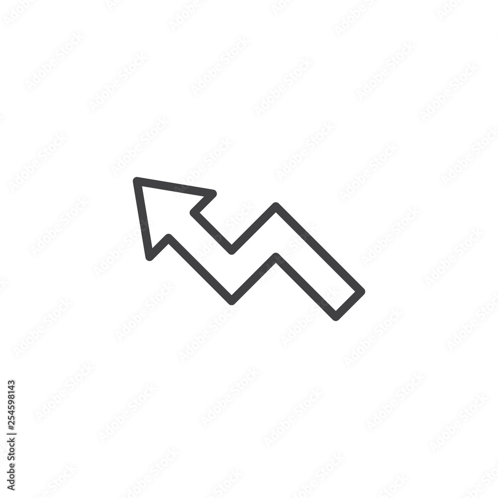 zig zag arrow left line icon. linear style sign for mobile concept and web design. Arrow upward outline vector icon. Symbol, logo illustration. Pixel perfect vector graphics zig zag arrow left line icon. linear style sign for mobile concept and web design. Arrow upward outline vector icon. Symbol, logo illustration. Pixel perfect vector graphics