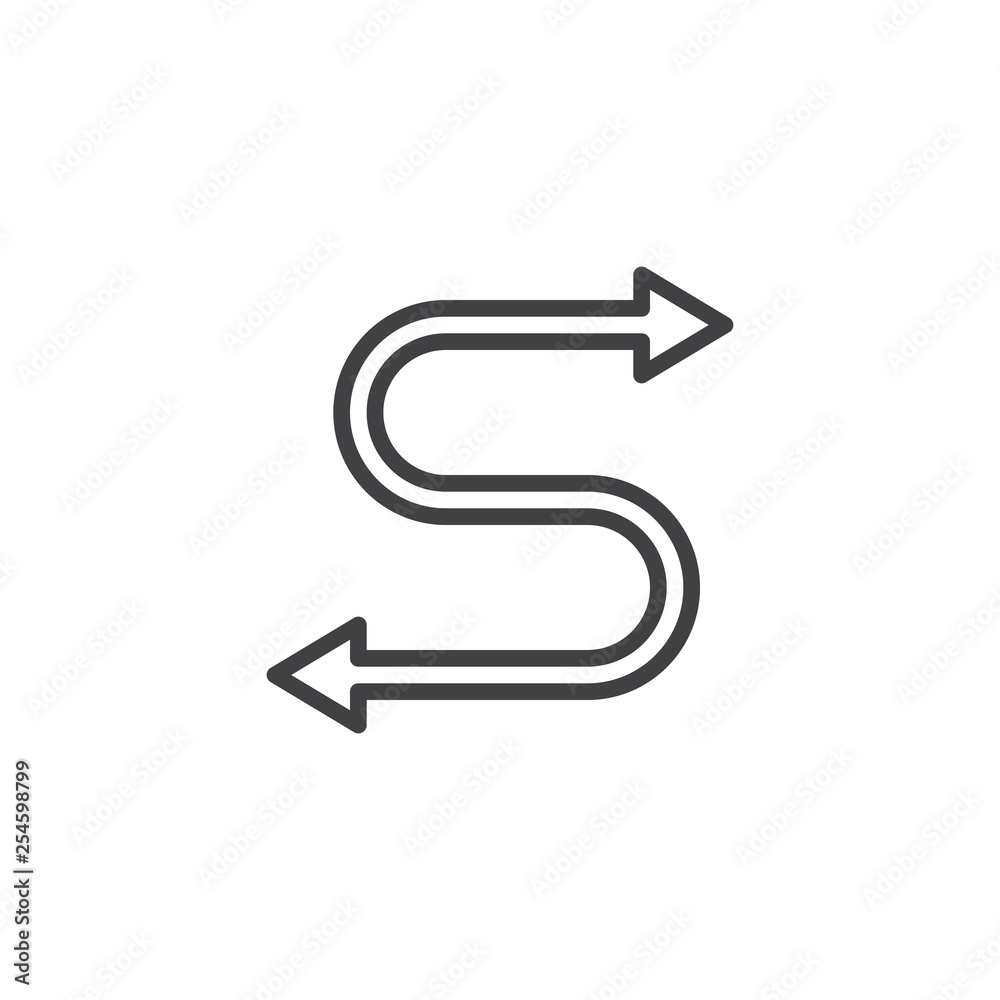 Curved arrow line icon. linear style sign for mobile concept and web design. Left and right directions arrow outline vector icon. Symbol, logo illustration. Pixel perfect vector graphics Curved arrow line icon. linear style sign for mobile concept and web design. Left and right directions arrow outline vector icon. Symbol, logo illustration. Pixel perfect vector graphics