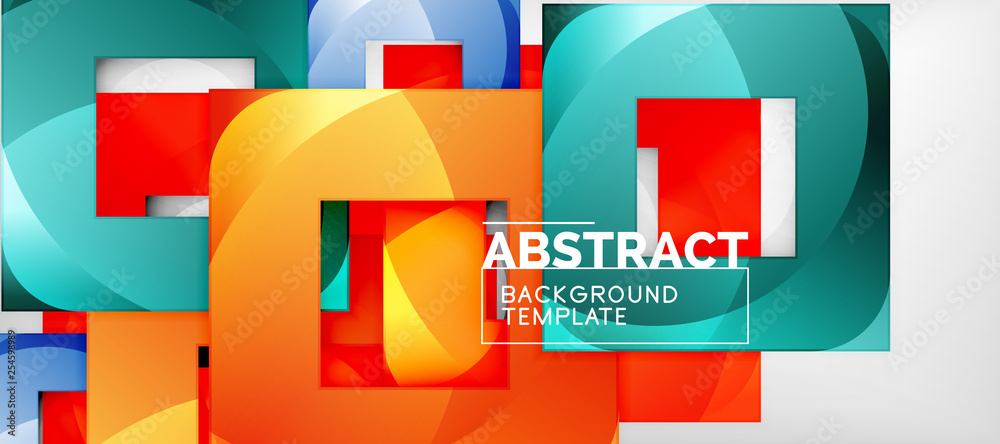 Obraz premium Background with color squares composition, modern geometric abstraction design for poster, cover, branding or banner