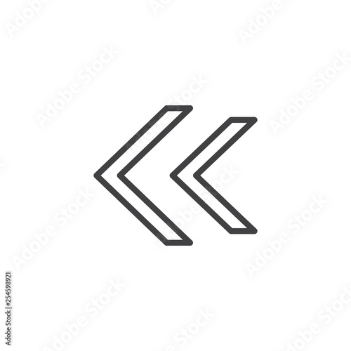 Double left arrow line icon. linear style sign for mobile concept and web design. Rewind double arrows outline vector icon. Symbol, logo illustration. Pixel perfect vector graphics