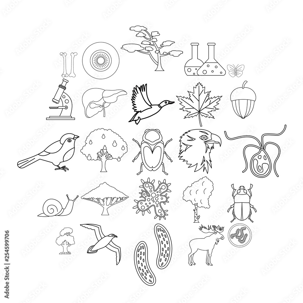 Fauna icons set. Outline set of 25 fauna vector icons for web isolated on white background Fauna icons set. Outline set of 25 fauna vector icons for web isolated on white background
