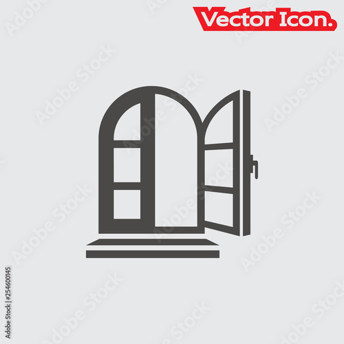 Window icon isolated sign symbol and flat style for app, web and digital design. Vector illustration.