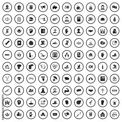 100 victim support icons set in simple style for any design vector illustration