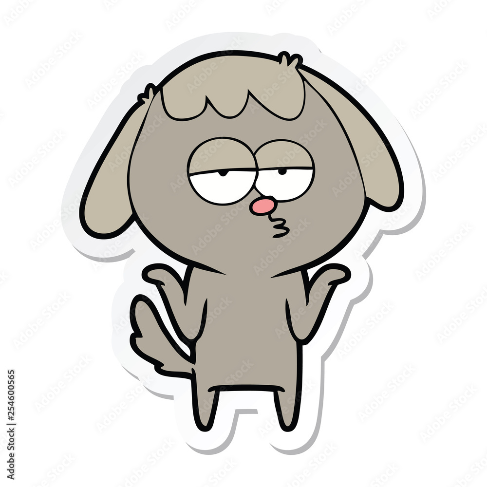 sticker of a cartoon bored dog sticker of a cartoon bored dog