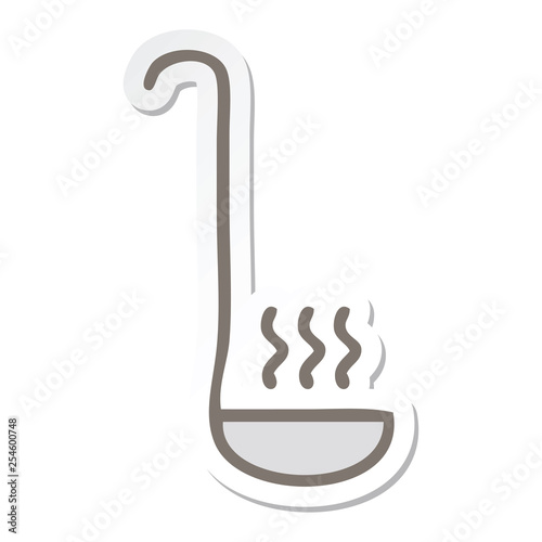 sticker of a cute cartoon kitchen ladle