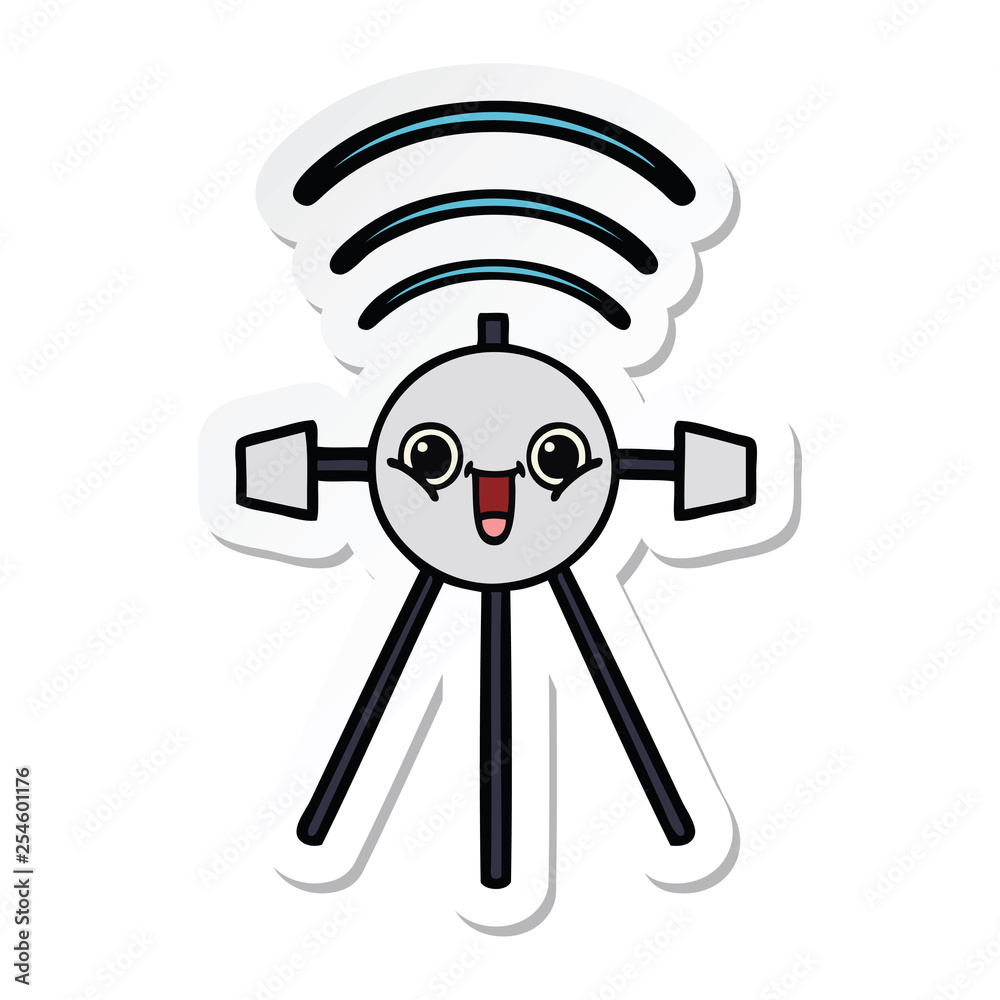 sticker of a cute cartoon satellite sticker of a cute cartoon satellite