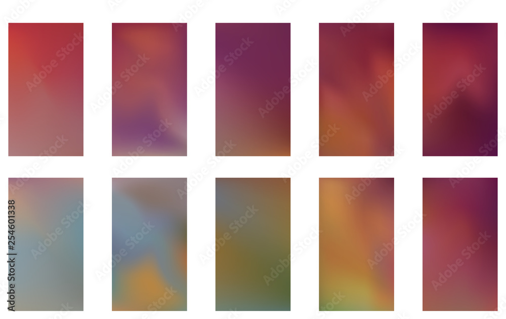 Abstract gradient mesh backgrounds. Easy editable trendy soft colored vector illustration.