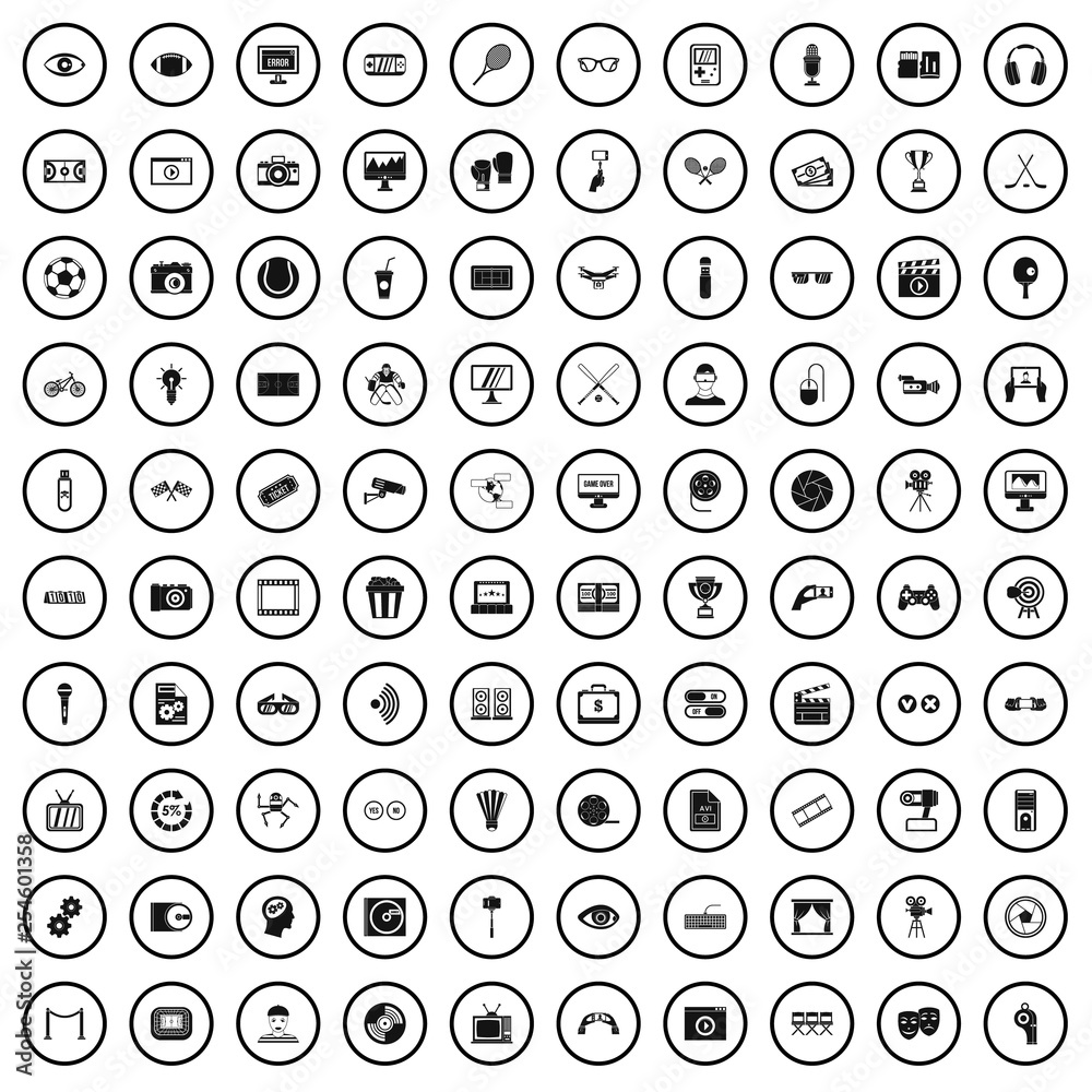 100 video icons set in simple style for any design vector illustration