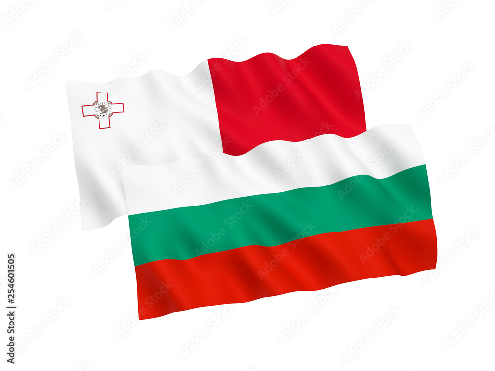 Flags of Bulgaria and Malta on a white background Flags of Bulgaria and Malta on a white background