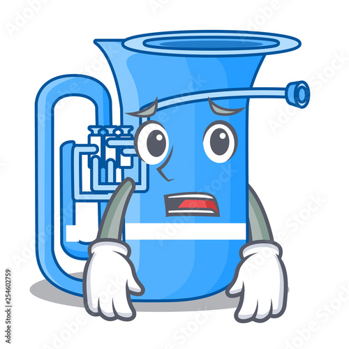 Afraid tuba in the shape funny cartoon