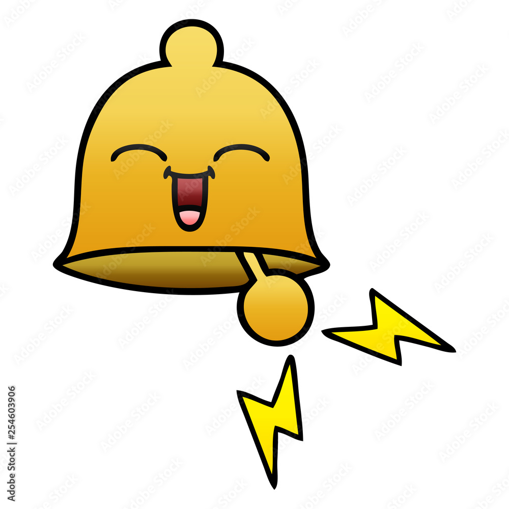 gradient shaded cartoon ringing bell gradient shaded cartoon ringing bell