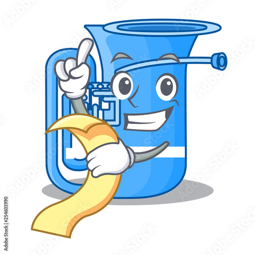 With menu tuba in the shape funny cartoon