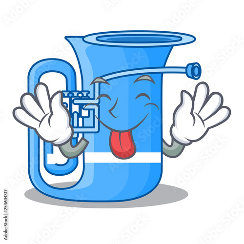 Tongue out miniature tuba in the shape cartoon