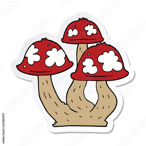 sticker of a cartoon mushrooms