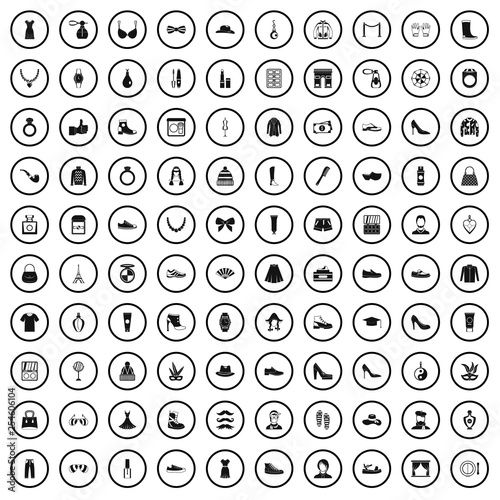 100 vogue icons set in simple style for any design vector illustration