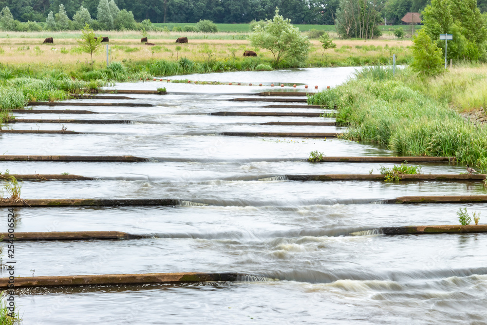 Fish ladders in the river Vecht near Beerze, Dutch