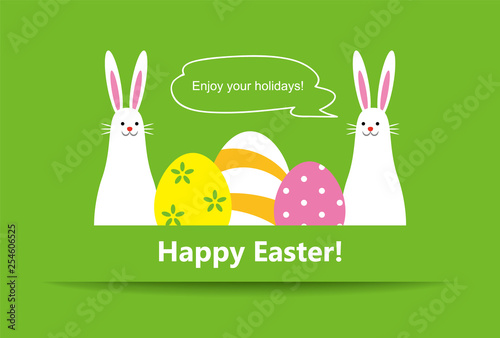 2 bunnies & easter eggs