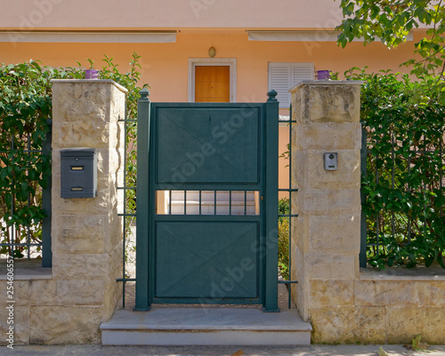 elegant house external entrance metallic green door
