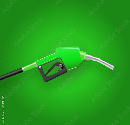 Filling gun. gas refueling nozzle, gasoline pump 3d render. Fuel vector illustration.