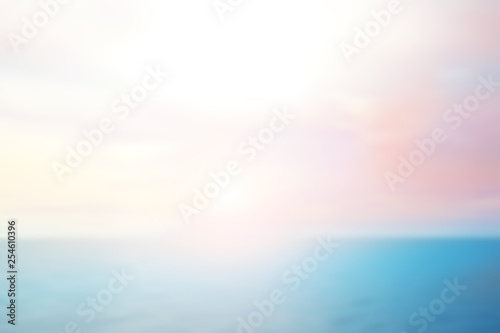 The blur cool sea background on horizon tropical sandy beach; relaxing outdoors vacation with heavenly mind view at a resort.