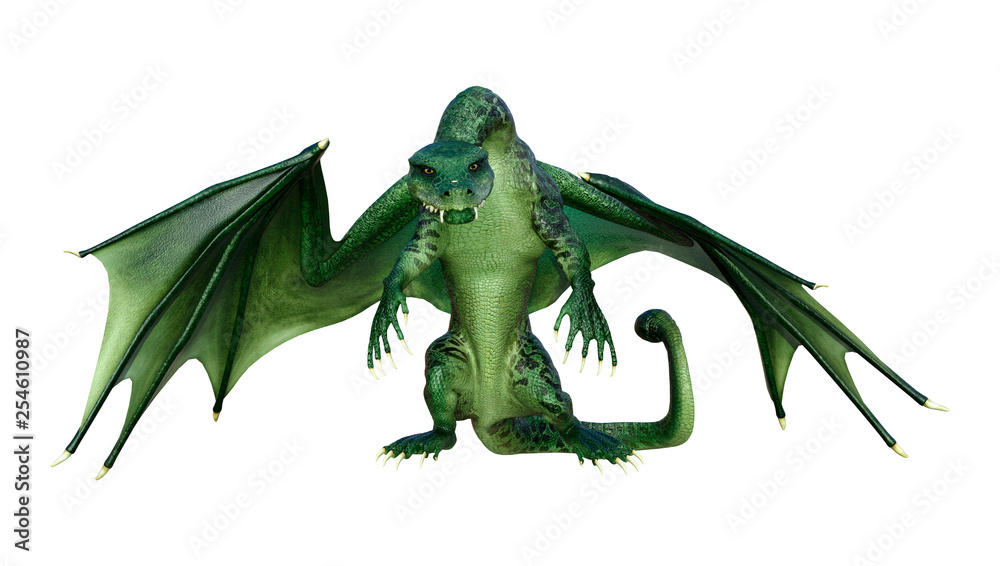 Fototapeta premium 3D Rendering Fairy Tale Dragon on White