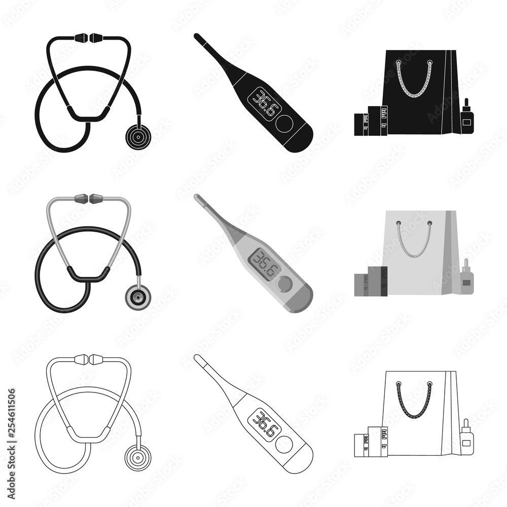 Isolated object of pharmacy and hospital sign. Set of pharmacy and business vector icon for stock.