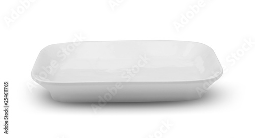 White plate square  on white background