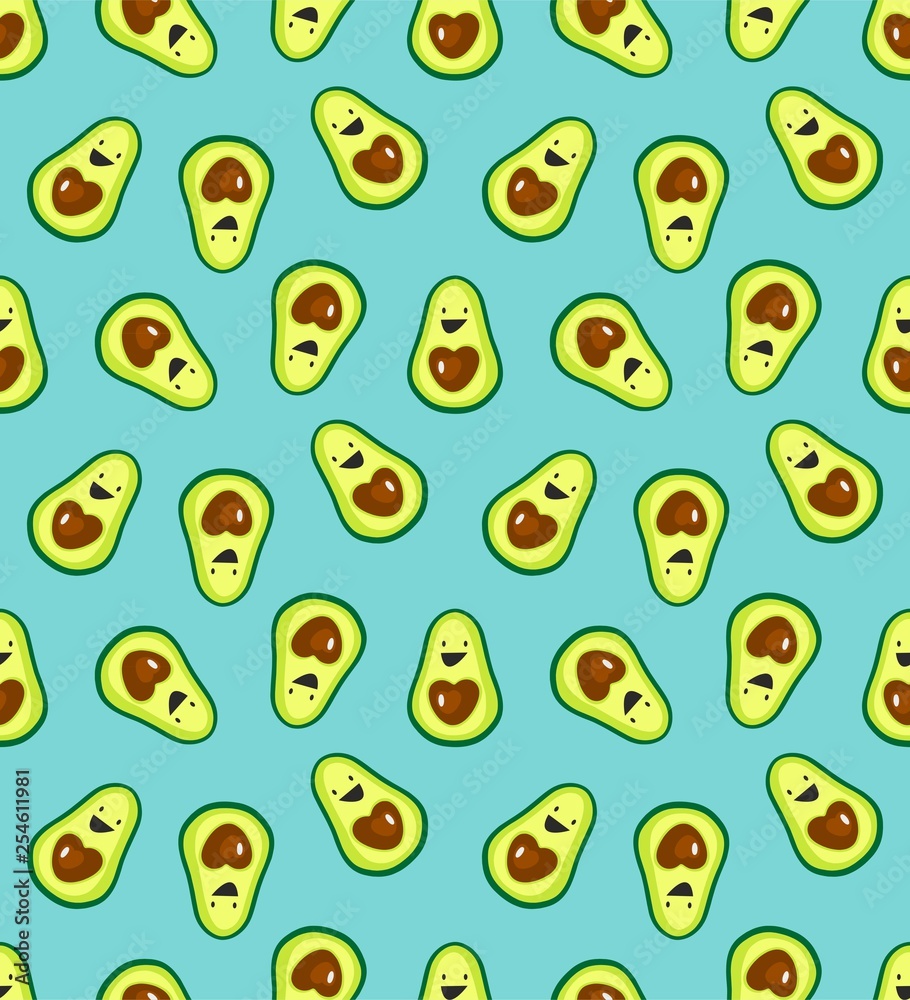 avocado heart blue vector seamless pattern avocado heart blue vector seamless pattern