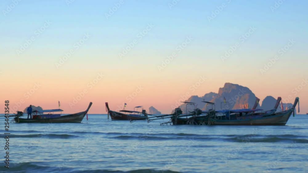 Ao Nang beach at sunset in Krabi Thailand Ao Nang beach at sunset in Krabi Thailand
