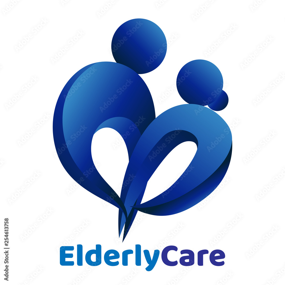 Elderly healthcare heart shaped logo. Nursing home sign. Elderly healthcare heart shaped logo. Nursing home sign.