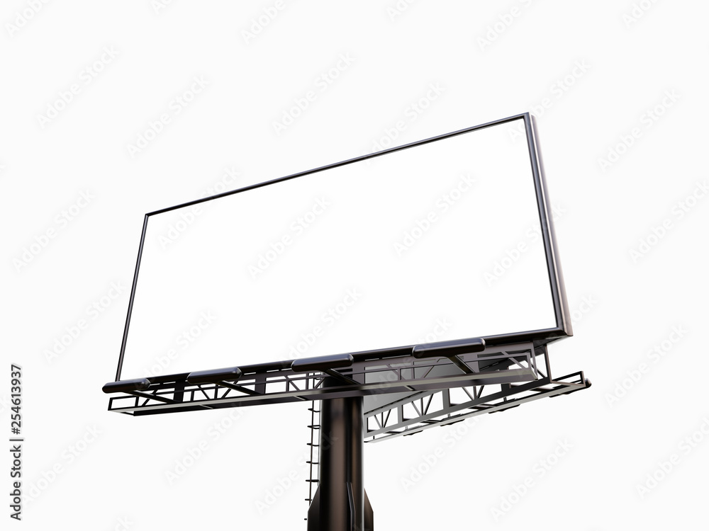 Obraz premium 3D rendering of blank billboard (empty advertisement) isolated on white background - mock up template