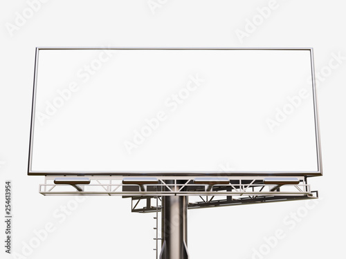 3D rendering of blank billboard (empty advertisement) isolated on white background - mock up template